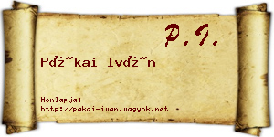 Pákai Iván névjegykártya